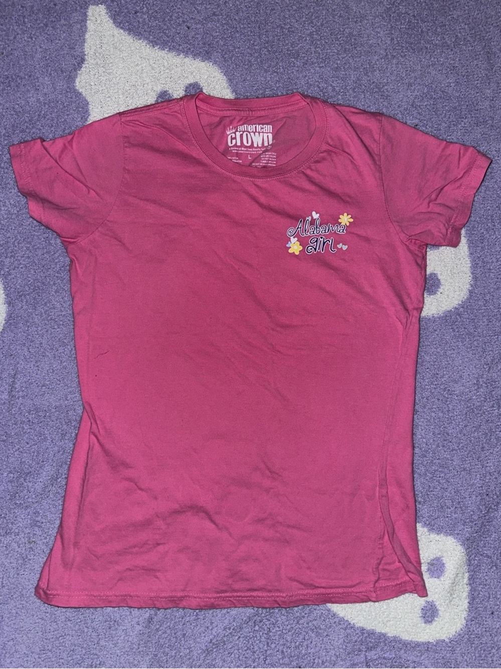 American Crown Pink 'Alabama Girl' Short Sleeve Crew Tee Large